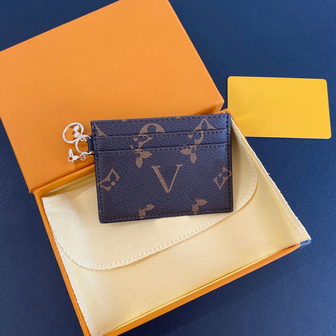 Luxury Designer Credit Card Holders Mini Wallets High Quality For Mens And Women Genuine Leather Pure Color Card Holder Purses Wallet With Box