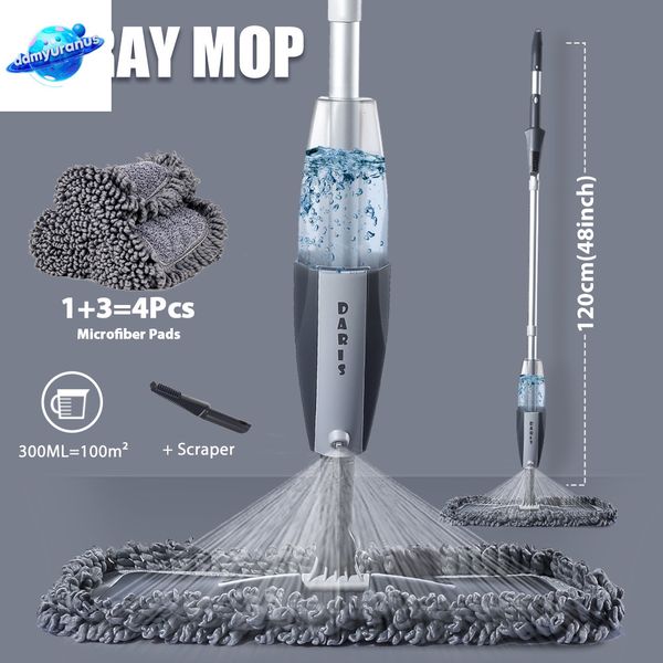 ddmyuranus Magic Spray Wooden Floor with Reusable Microfiber Pads 360 Degree Handle Home Windows Kitchen Mop Sweeper Broom Clean Tools