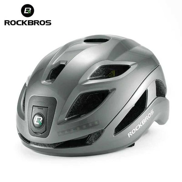 Cycling Helmets ROCKBROS Bicycle Light Helmet Type-C Charging Cycling Helmet Rechargeable Adjustable MTB Safely Mountain Road Scooter Helmet