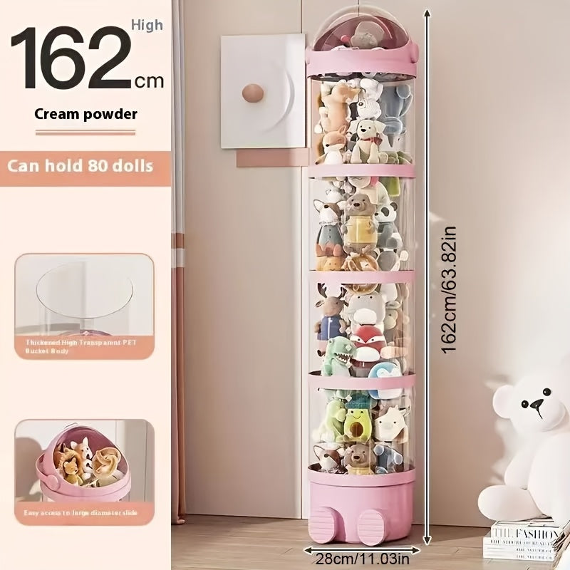 TEMU 4 Layer Multifunctional Plush Toy Organizer, Modern Stackable Plastic Storage Box With Waterproof Cover - Suitable For Plush Toys, Dolls, And