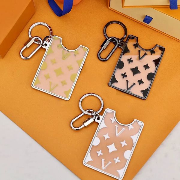 Transparent Designer Monogram Prism ID Holder Acrylic Card Holder Key Chain Card Mountable Car Pendant Metal Fashion Personality Creative -L