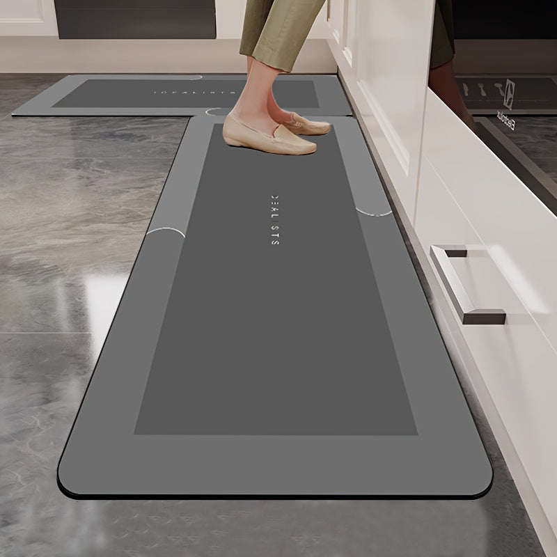 TEMU Thickened 2-pcs Kitchen And Bathroom Floor Mat Set: Anti-slip, Water-absorbing, And Door Foot Pads. And Wipe-clean Carpets, Suitable For