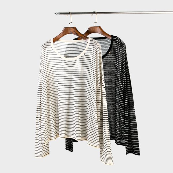 Women New Fashion Striped casual shirt Vintage Long Sleeve Female Shirts Chic Tops