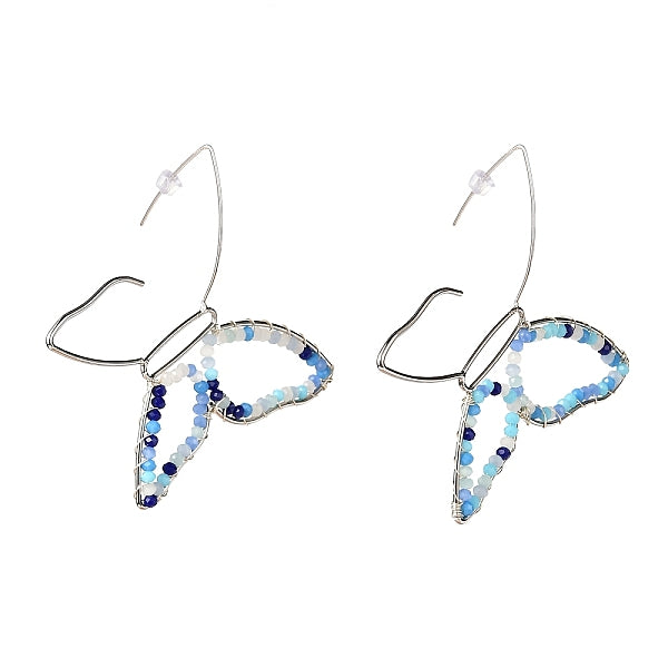 Boucles d'oreilles pendantes en perles de verre papillon pour fille femme