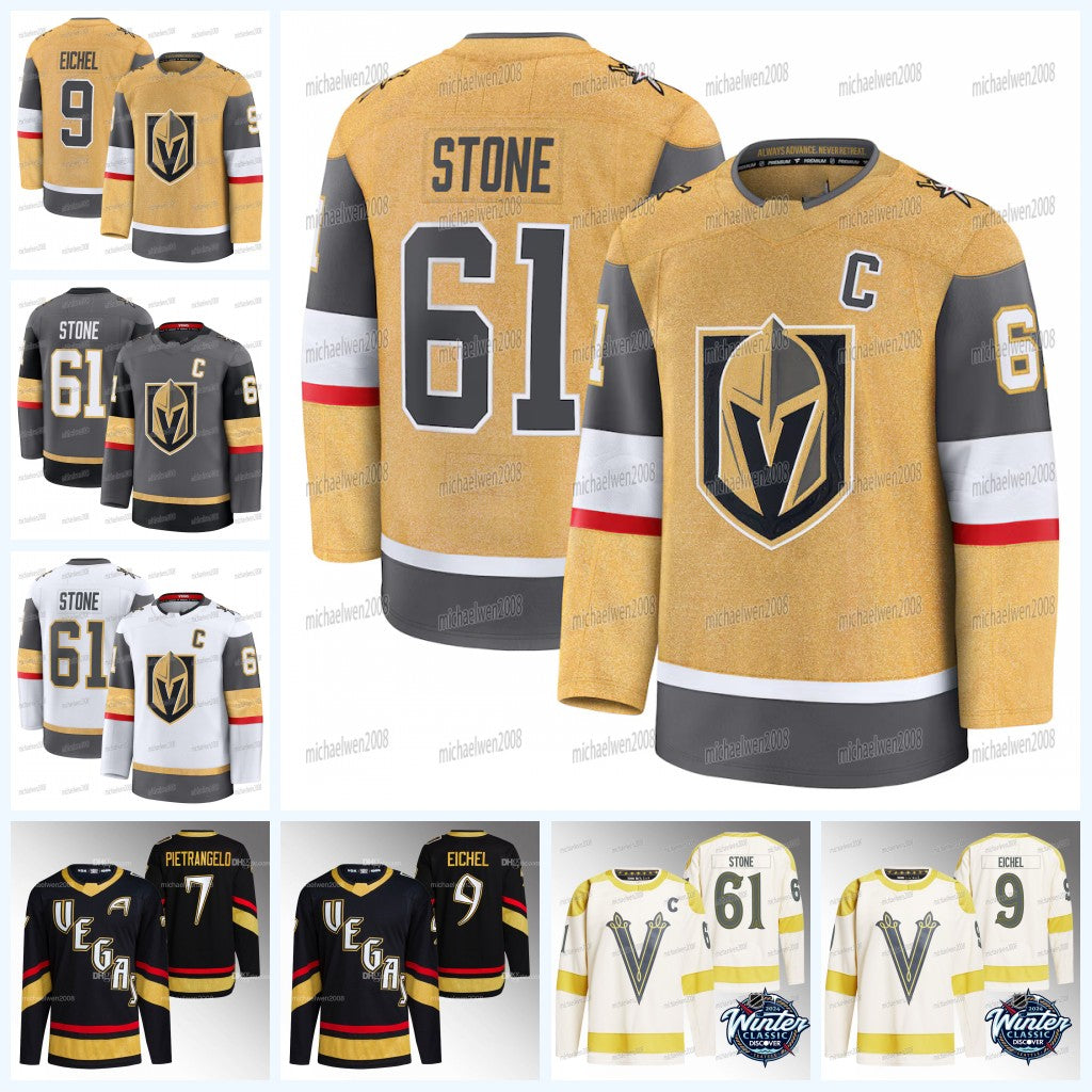 61 Mark Stone Golden Knights 2024-25 Hockey Jersey 9 Jack Eichel 7 Alex Pietrangelo Brett Howden 48 Tomas Hertl Nicolas Roy Pavel Dorofeyev Ben Hutt