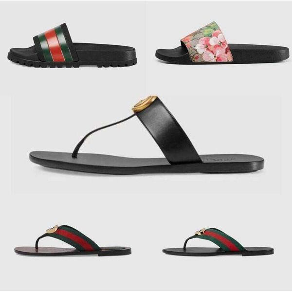 2023 Platform Designer Rubber Slides Sandal Floral Brocade Fashion Mens Gear Bottoms gUcCiSaNdAlS gUcCiLiNeSs Flip Flops Slippers Striped Wo