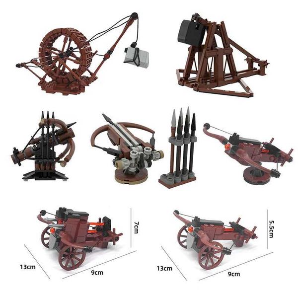 Model Building Kits MOC Creative Expert Ideas Military Medieval Weapon Crossbow Catapult Crane Bricks Building Blocks DIY Toys for children