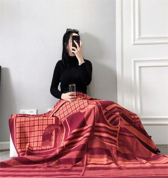 YUEXUAN Designer Luxury Blankets Cashmere Soft Wool Scarf Shawl Portable Warm Sofa Bed Fleece Knitted Air Conditioner Throw Blanket 140CMx17