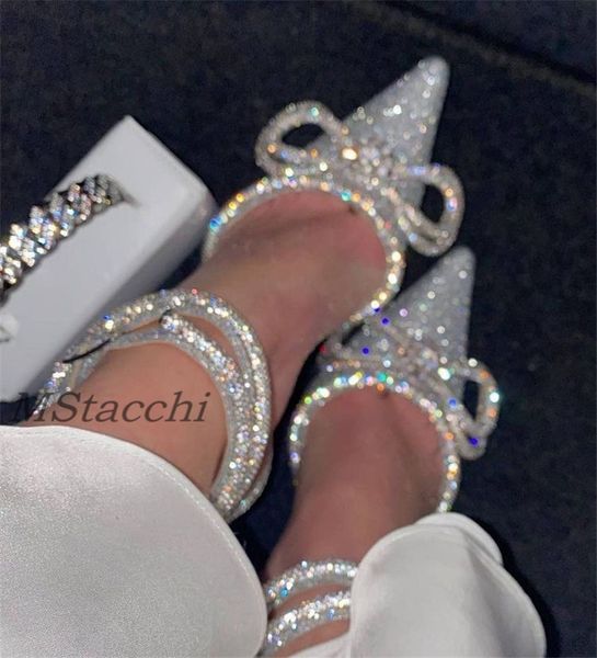 Rhinestones Dance 735 Glitter Women Pumps Crystal Bowknot Satin Sandals Summer Transparent High Heels Party Prom Designer Shoes 230411 c X24