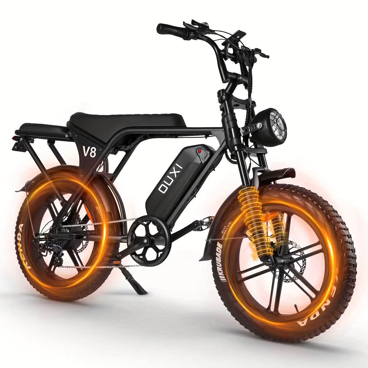TEMU 1-pedal -electric Bike - Heavy-duty 20" Tire Electric Mountain Bike With 740w Motor, 48v 15ah Removable Battery, 7-speed , Front-rear Disc