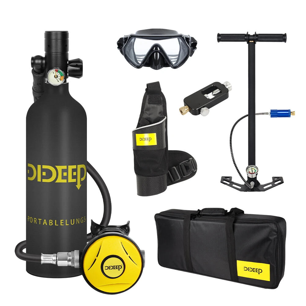 [EU Direct] DIDEEP 1L Scuba Diving Gear Cylinder Oxygen Tank Professional Buceo Diving Equipment Scuba Kit Snorkeling Se