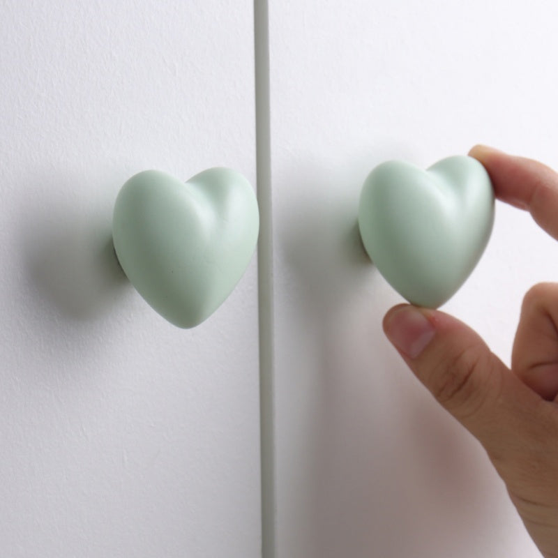 Ceramic Heart Shaped Cabinet Knobs Drawer Pulls, Versatile Hardware for Home Kitchen, Bedroom, Bathroom, Closet, Office & All Kinds of Furniture Doo