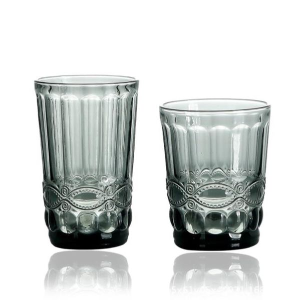 Glassware Vintage Pressed Pattern Embossed Design Drinking Glasses For Weddings Dinners and Parties Glasses Drinking