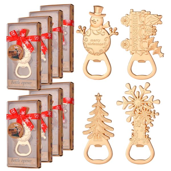 Bottle Opener Christmas Stainless Steel Snowman Tree Bear Deer Santa Shaped Xmas Gift Kitchen Tool Party Favor 4.23