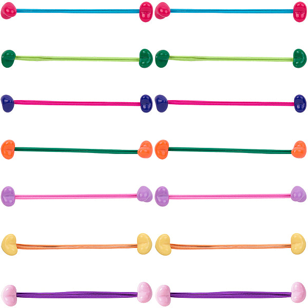 7 Stück 7 Stile Candy Farbe Acryl Herz Haargummis