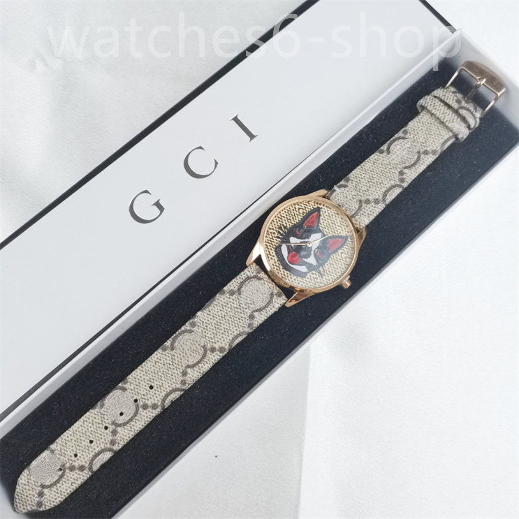 designer quartz g watch classic black brown genuine leather belt watch waterproof super bright wristwatch Women&#039;s