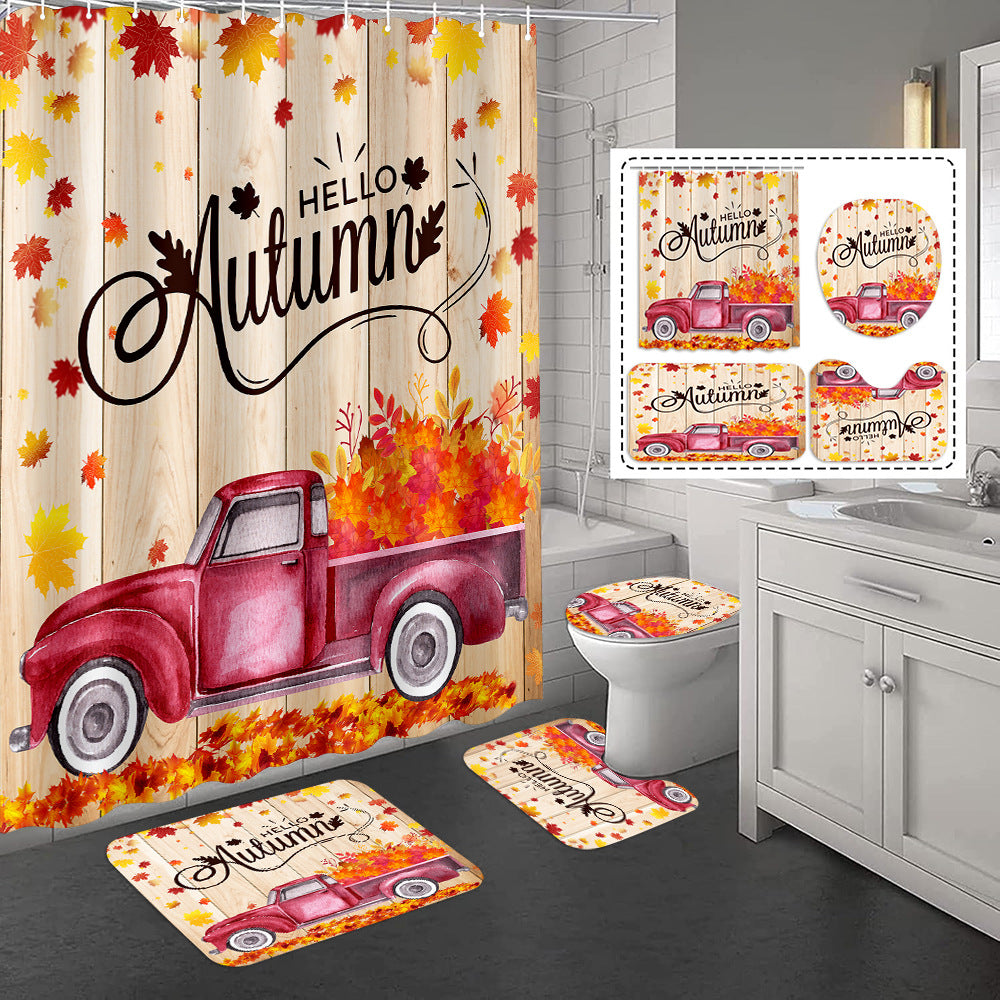 YL-37331 Hot selling shower curtain manufacturer Bomi digital printed polyester shower curtain non-slip mat set