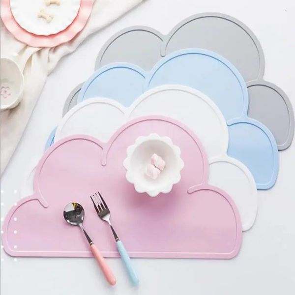 Cloud-Square Shape Placemat Kids Plate Mat Food Grade Silicone Table Pad Waterproof heat insulation Kitchen gadget Easy Cleaning 240709
