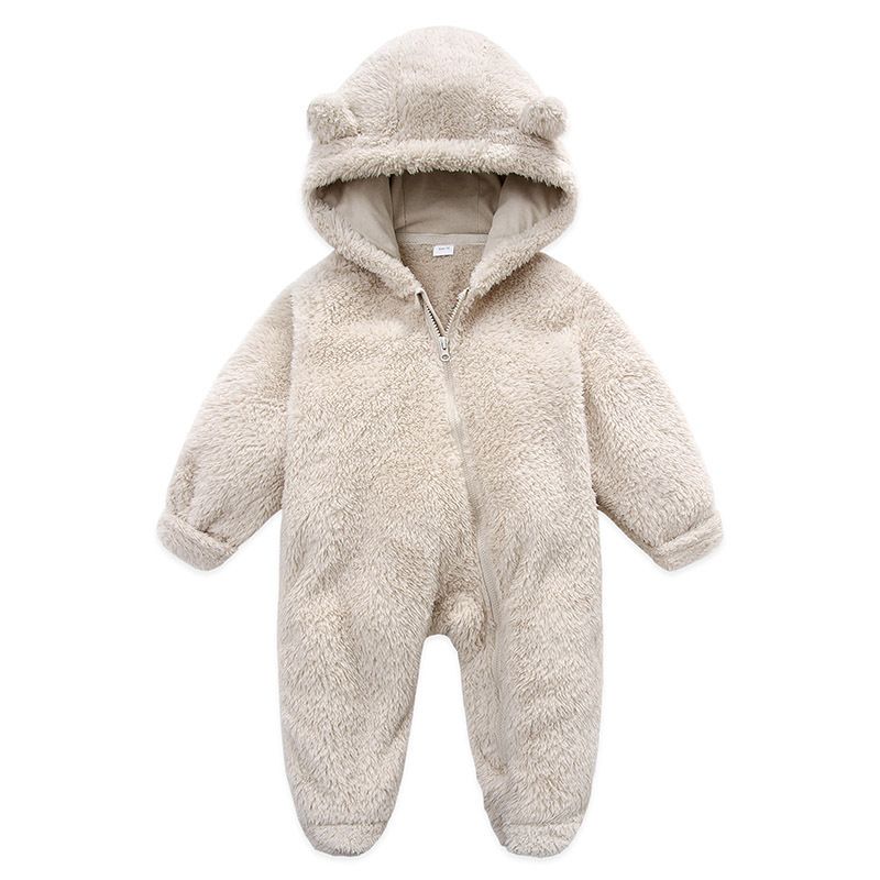 K591 Olekid Autumn Winter Newborn Overalls Plus Velvet Hooded Girl Romper 01 Years Infant Toddler Boy Jumpsuit Outfit Drop Delivery Baby