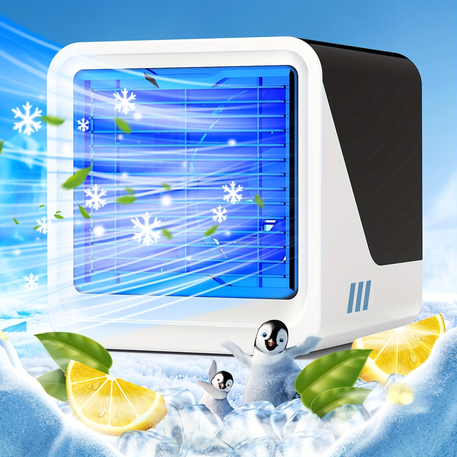 TEMU 3-in-1 Portable Air Conditioner, Humidifier & Fan With Atmosphere Light - Usb-powered Compact Cooler For Home, Office, Travel - Fast Cooling,