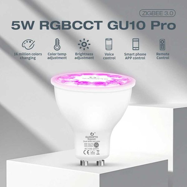 Zigbee 3.0 Gledopto color change 5W GU10 Pro LED spotlight bulb suitable for bedrooms living rooms kitchens ceilings CL240826