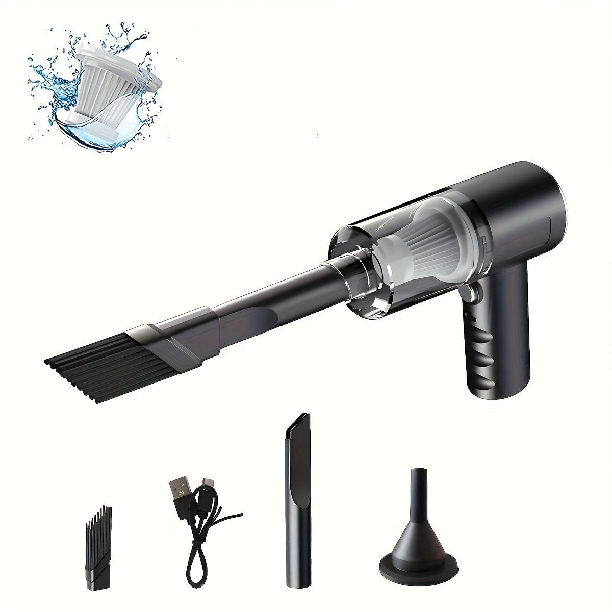 TEMU 6000pa Twin Turbine Motor Wireless Handheld Vacuum Cleaner - Ultra-powerful Cordless Car & Home Vacuum With Crevice Tool, Usb Rechargeable,