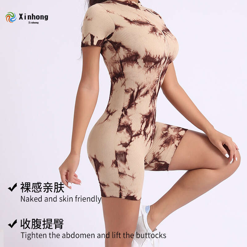 New Tie-Dye Jumpsuit One-Piece Stretch Hip-Lifting Tight Sports Quick-Dry Yoga Outfit Set for Women 68