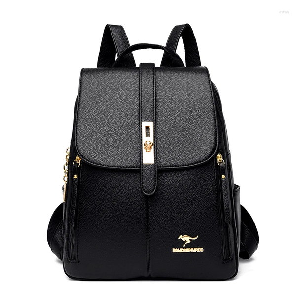 School Bags Women Backpack 2024 Leather Backpacks Female Designer For Girls Bag High Quality Travel Bagpack Ladies X240902