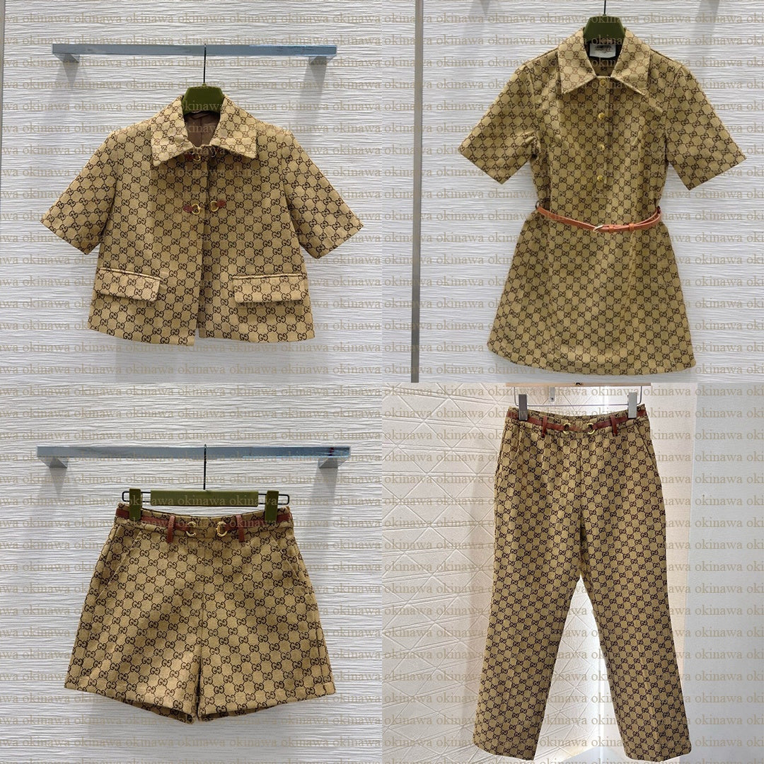 Designer Womens Two Piece Pants Blazer Women Full Letter Jacket Fashion Luxury Skirt Casual Slim Shorts With Belt Women pants Short skirt Autumn sum