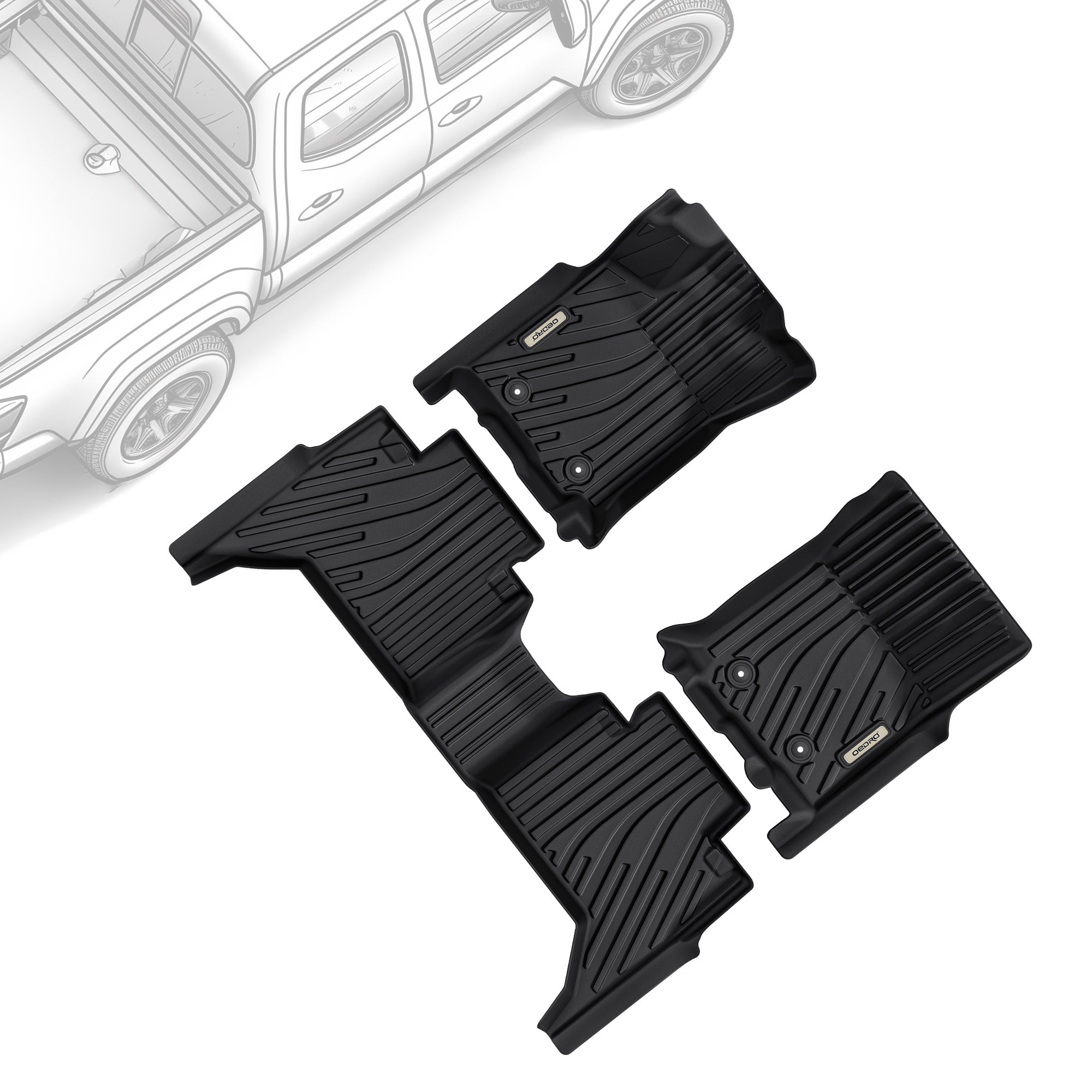 OEDRO Floor Mats Fit for Toyota Tacoma 2016-2023 (Only for Double Cab & Automatic), All Weather TPE Tacoma Floor Liner Front and Rear 2 Row Mats,Black
