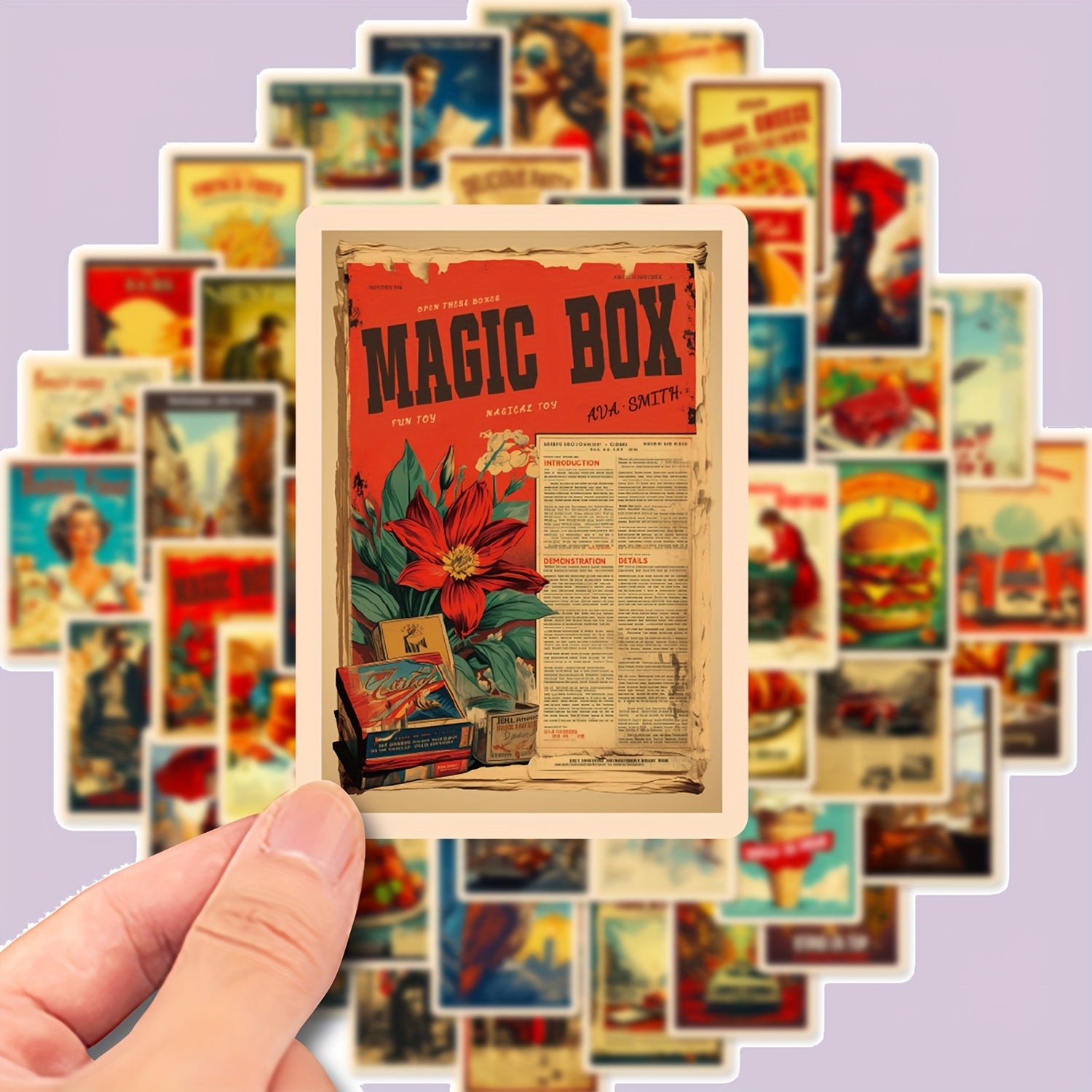 TEMU 50pcs Vintage Magazine Poster Stickers - Reusable Diy Decor For Phone, Notebook, Guitar, Luggage, Computer, Motorcycle, Skateboard | Retro Wall