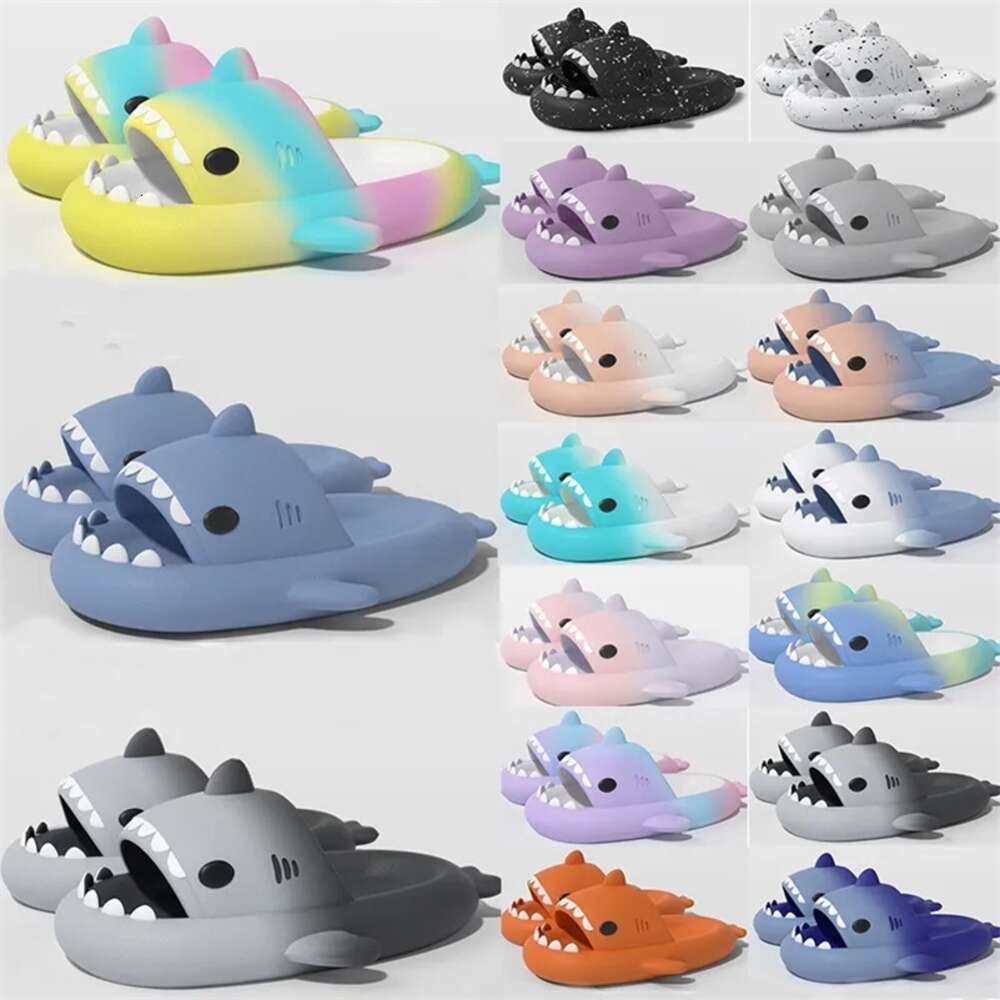 shark slides Slippers sandals mens womens Tie Dye bule haze rainbow fashion outdoor Novelty Slippers Beach Indoor Hotel sports sneakers size Origina