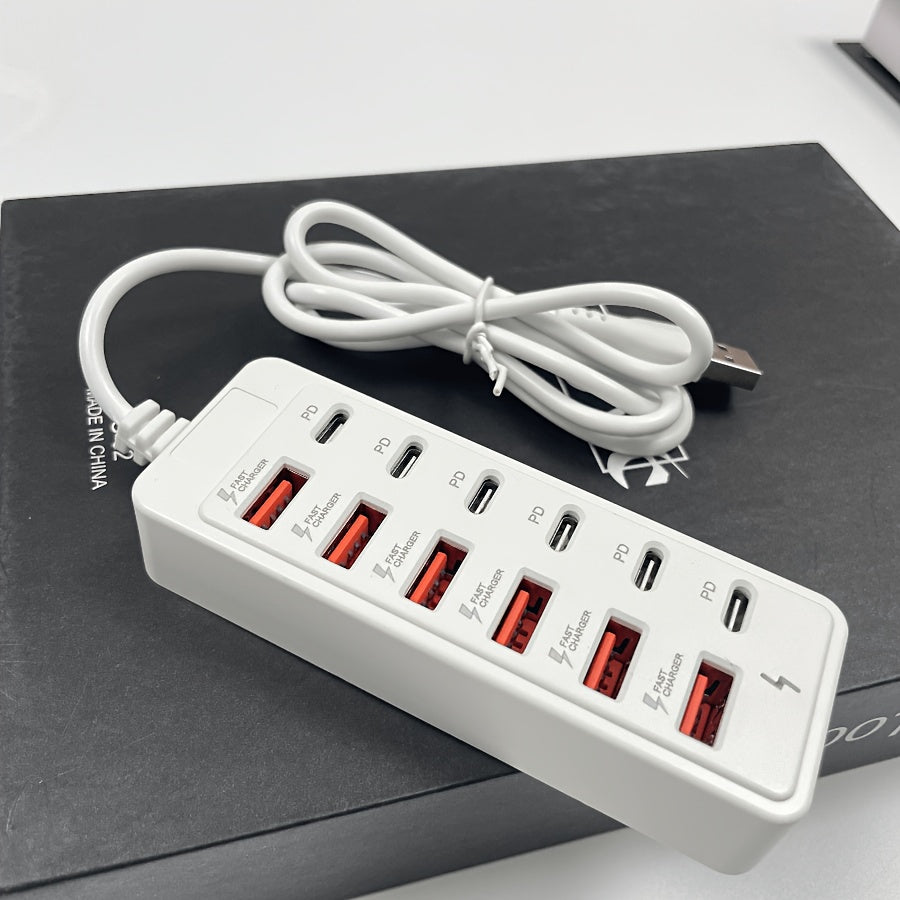 TEMU 66w Fast Charging Station, 12-port Usb Power Adapter (6 Usb-a + 6 Pd Ports) With Qc-fc-c-gs-pd-bc-scp , Smart Charging Dock For Home-office,
