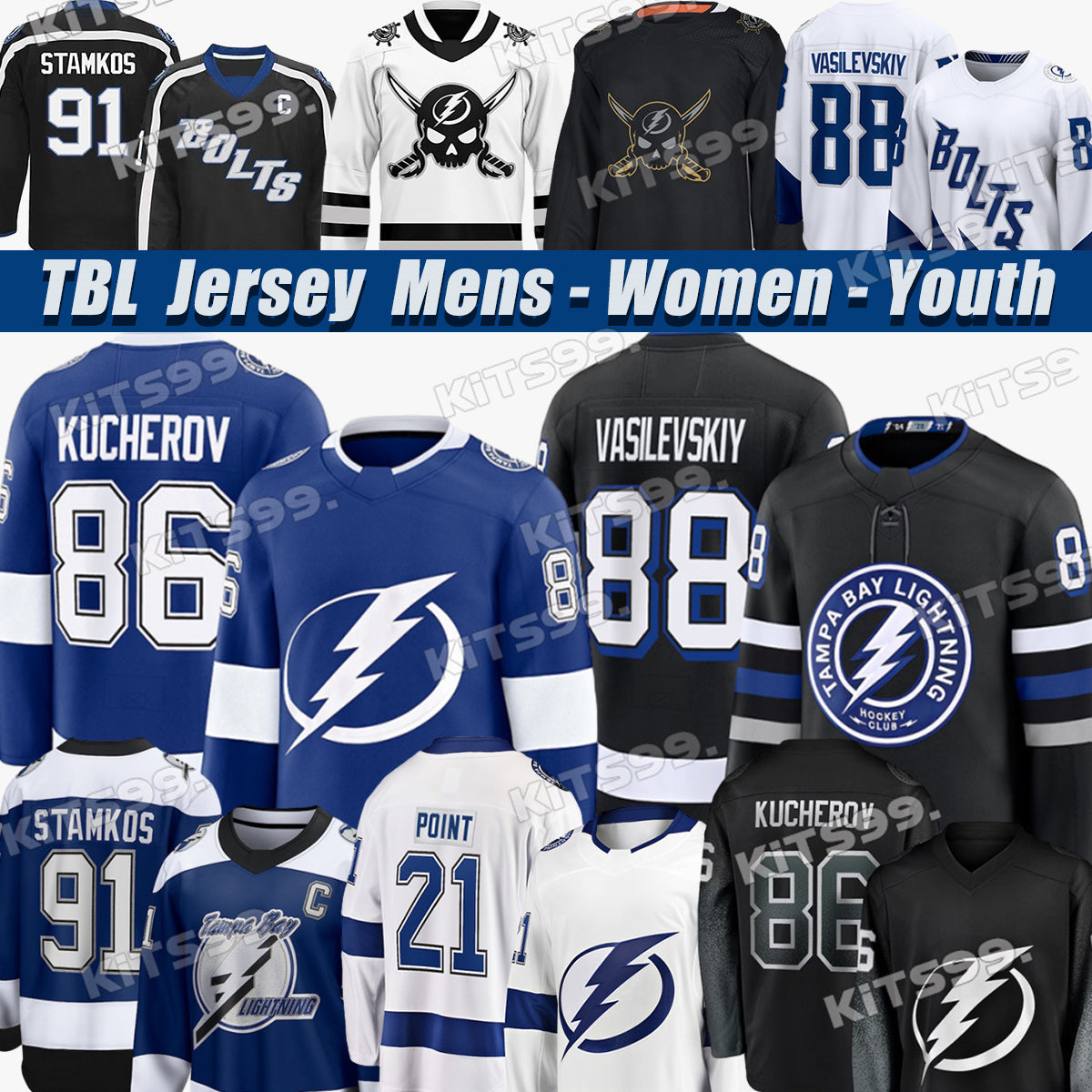 88 Andrei Vasilevskiy jersey #86 Nikita Kuchero tampa bay hockey jerseys # Brayden Point Victor Hedman jersey Nick Paul Anthony Cirelli Ryan Lightni