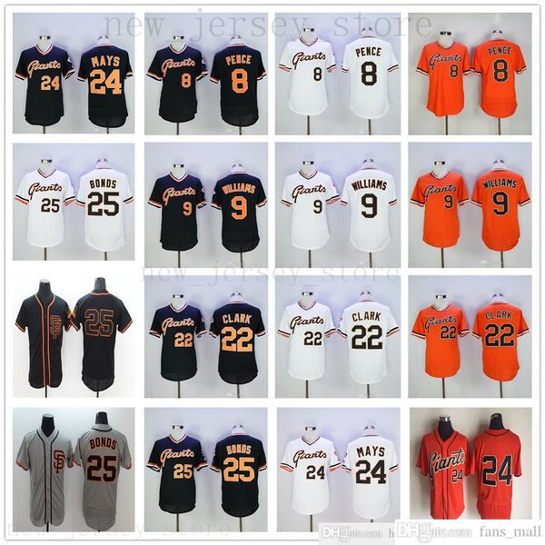 2019th Mens Kids Women Youth Baseball Jerseys 8 Hunter Pence 9 Matt Williams 22 Will Clar 24 Willie Mays 25 Barry Bonds Jersey