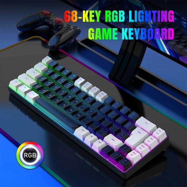 Gaming Keyboard 68 Keys Wired Computer Keyboard Mechanical Keyboard With RGB Backlight Keyboard For PC Laptop GamerLX241031