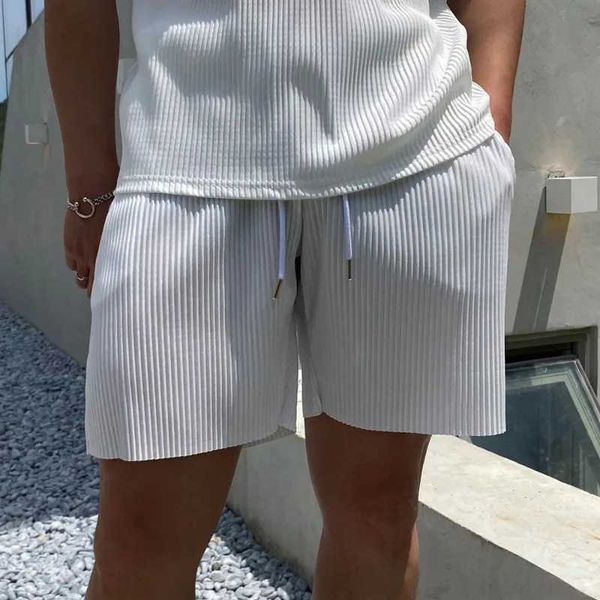 Masculino verão rápido seco respirável academia esportes esportes de fitness rungled shorts casuais treping calças calças curtas solar solar