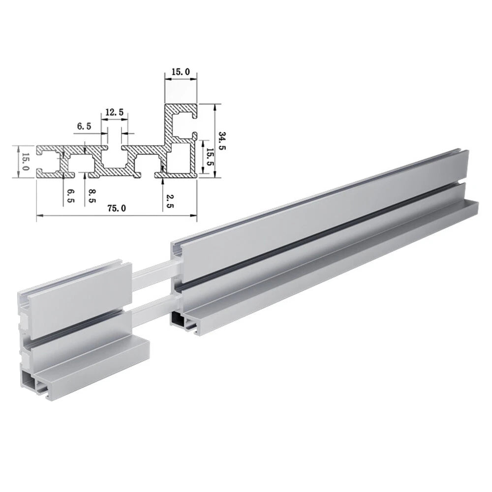 Fonson Adjustable 75 T-Track Miter Saw Fence for Woodworking Accessories Table Saw Fence with Laser Measure 400-600-800-