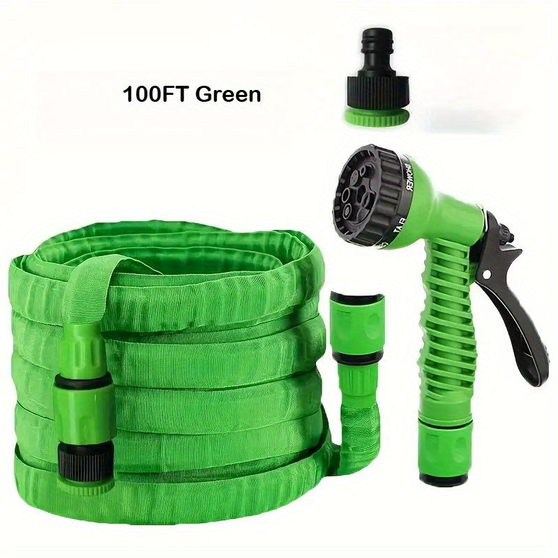 TEMU High Pressure Heavy-duty Irrigation Hose With Adjustable Spray Gun & Nozzle - Flexible Collapsible Design For Garden, Car Washing, Pet Bathing,