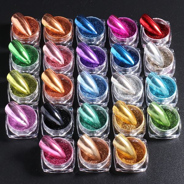 23 Colors Metallic Chrome Nail Powder Set Y2K Magic Mirror Gold Silver Decor Rubbing Glitter Pigment Flakes Manicure Accessories y241213