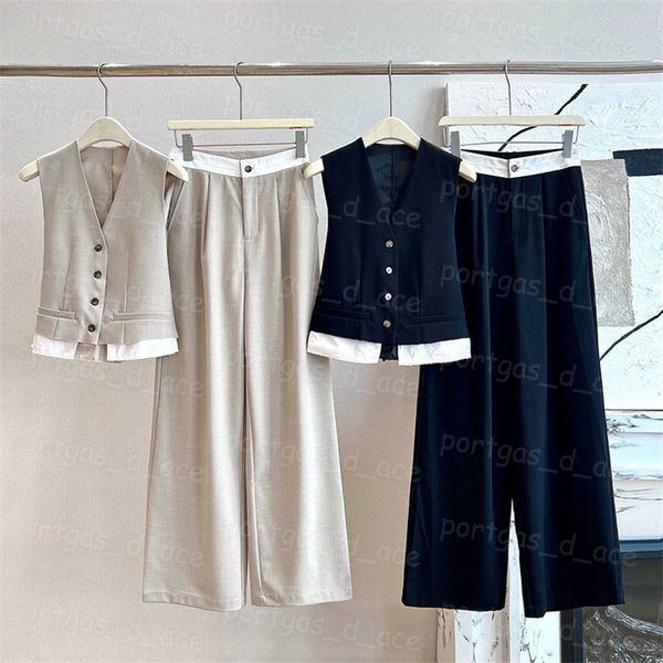 Letter Women Pants Tanks Set Fake Two Piece Blazer Outfit Black Casual Daily Formal Suit Vest Luxury Designer Woman Formal Trouser Outfits
