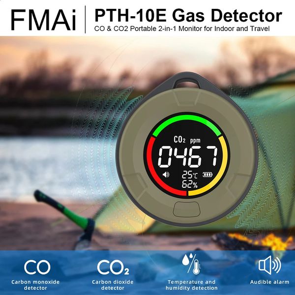 PTH-10E Mini Carbon Monoxide Detector CO CO2 Air Quality Portable Monitor HD LED Screen USB Charging for Indoor and Travel 240723