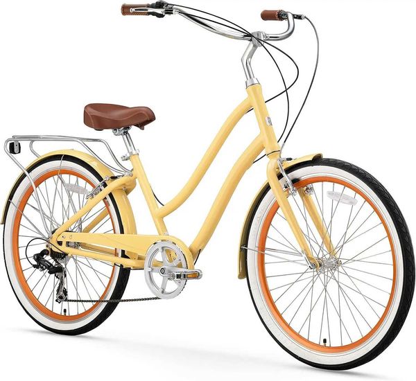 Bikes Womens Beach Cruiser Bike Step Through Hybrid Bicycle 24 or 26 Inch Wheels Multiple Speed Options and Colors H241102