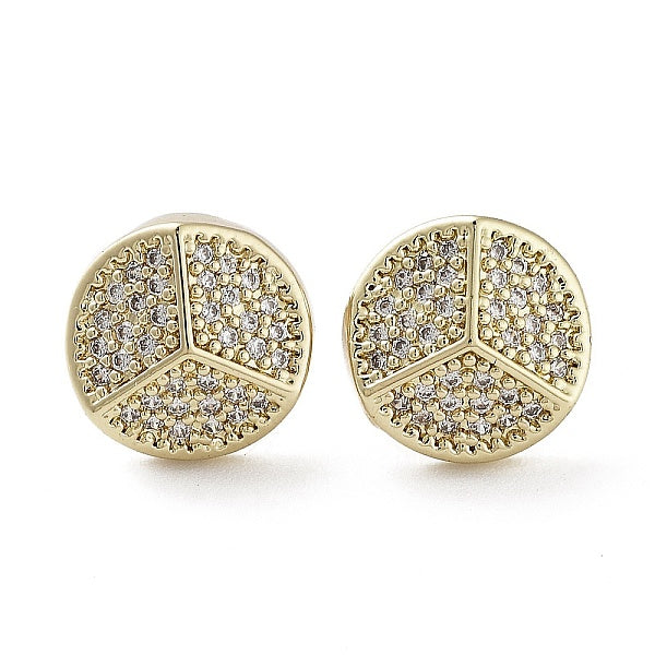Boucles d'oreilles rondes et plates en laiton avec micro pavé de zircones cubiques