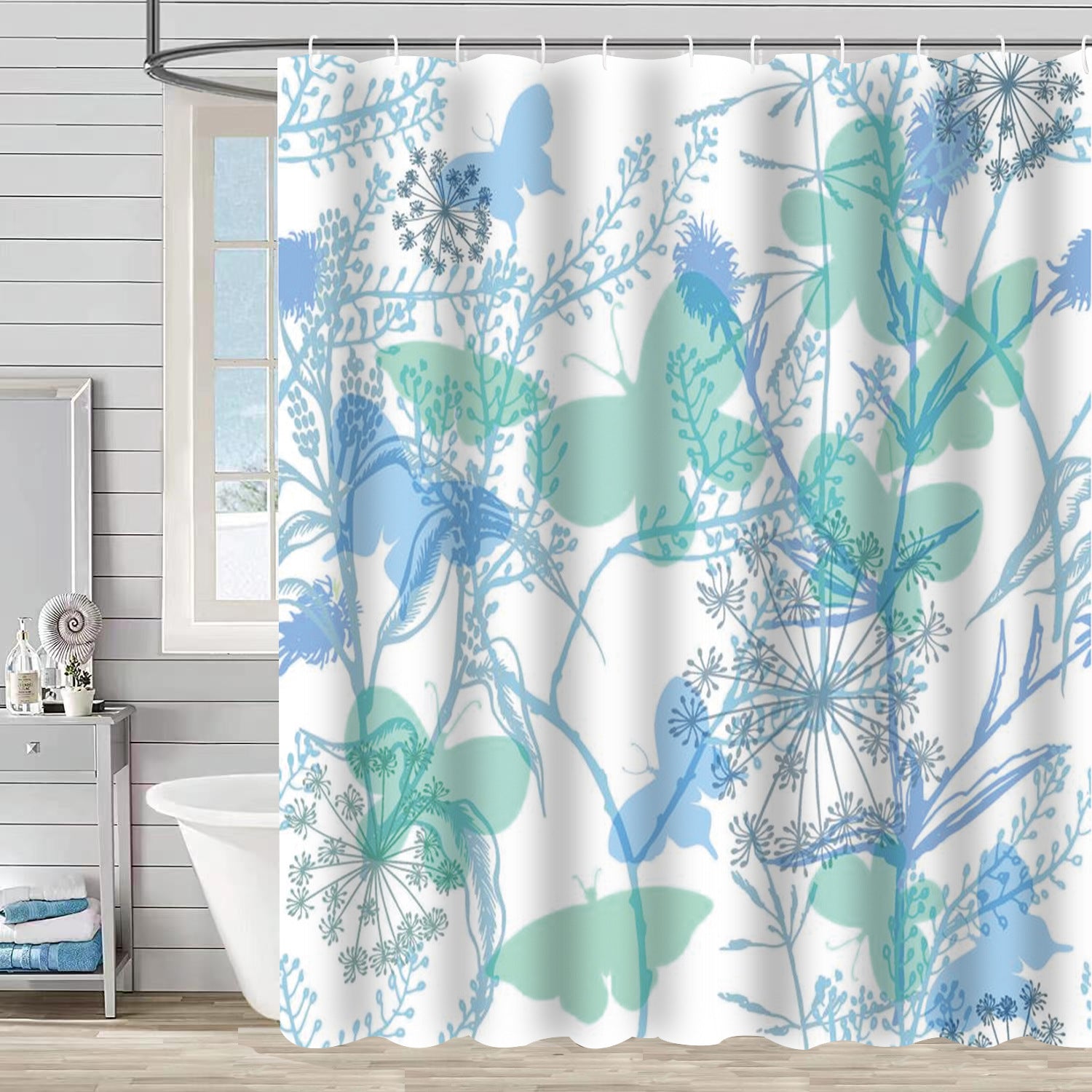 YL-37269 Waterproof Shower Curtain 3D Printed Tropical Jungle Plant Leaves and Flowers Season Polyester Shower Curtain with Hook