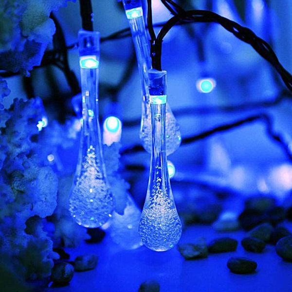 LED Solar Water Drop Light Bubble Ball Outdoor Weatherproof String Lights for Garden Decoration