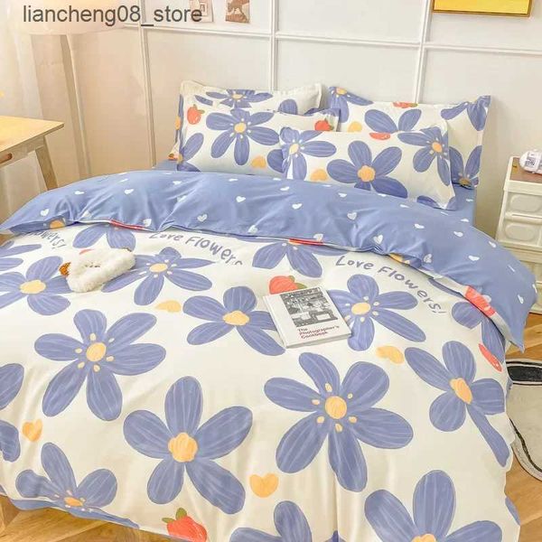 Bedding sets Strawberry Bedding Set Double Sheet Soft 3-4pcs Bed Sheet Set Duvet Cover Queen King Size Comforter Sets For Home For Child L24