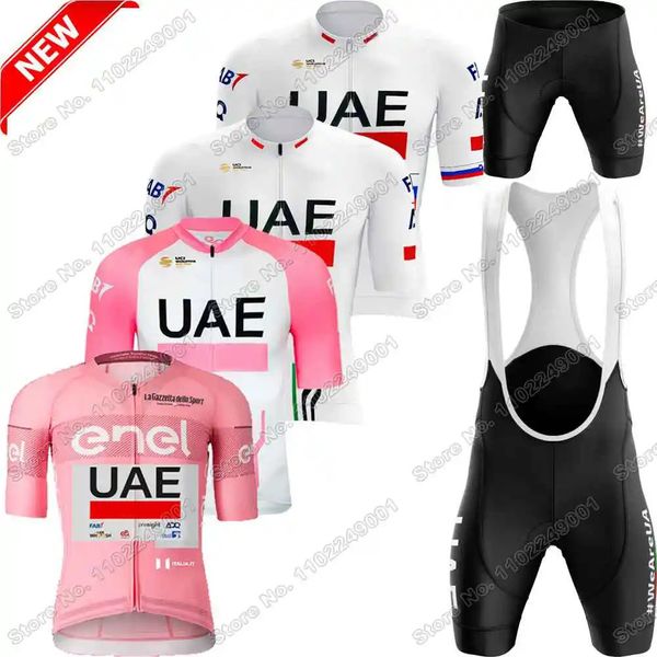 White UAE Team Cycling Jersey Set Slovenia Champion Tadej Pogacar Cycling Clothing Men Road Bike Shirts Suit Bicycle Pants 240711