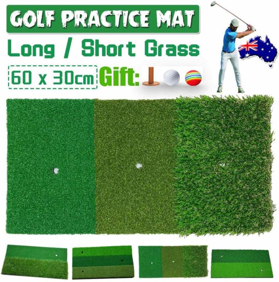 60x30cm Golf Mat Swing Stick Practice Hitting Nylon Long Grass Rubber Ball Tee Indoor Outdoor Training Aids Accessory Home Gym Fit7812229