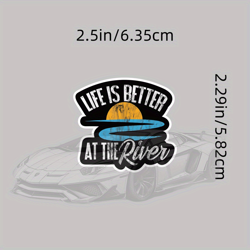 TEMU At Sticker - Waterproof Vinyl Decal For Car, Phone, Water Bottle, Laptop - , Self-adhesive, Irregular Shape, Single Use, River